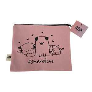Share Love Puppy Kitty Zippered Pouch